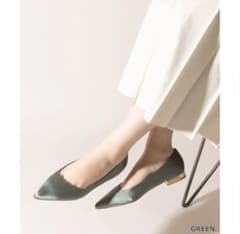 新品　RANDA  ポインテッドトゥローヒールパンプス （GREEN）のサムネイル