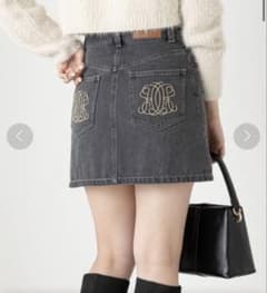 Chico デニムミニスカート ブラック 刺繍のサムネイル