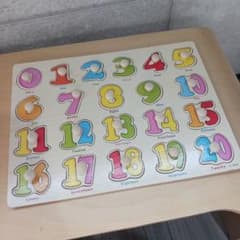 【美品】木製 数字パズル 知育玩具 A-3002
