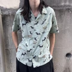 ショット 開襟シャツ コウモリ クモの巣 総柄 半袖アロハシャツ レーヨン混 21ss Schott ショット コウモリ レーヨン アロハシャツ - メルカリ