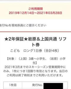 最終値下げ！岩原スキー場子供リフト券のサムネイル