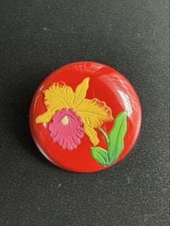 琉球漆器　カトレア　朱色　ループタイ