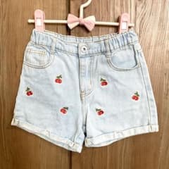 チェリー刺繍 ライトブルー ハーフパンツのサムネイル