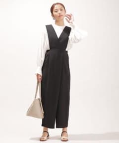 【美品】ナノユニバース　カシュクールオールインワン/黒/38 M　エンフォルド風のサムネイル
