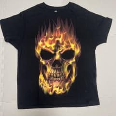 Halloween Skull Flame T-Shirt XLのサムネイル