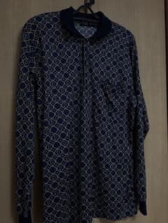 Diorネイビーゴールドパターン長袖ポロシャツのサムネイル