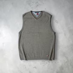 TOMMYHILFIGERコットンニットベスト2XL刺繍ロゴワンポイント綿100のサムネイル
