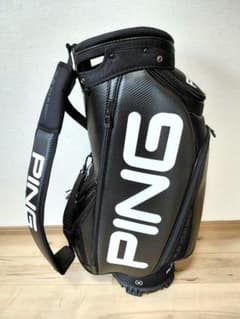 【美品】PING（ピン） キャディバッグ ブラック カーボン調 フード付きのサムネイル