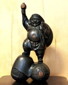 高岡銅器 大黒天 恵比寿 置物 約32cm 大型 共箱付 美品 開運