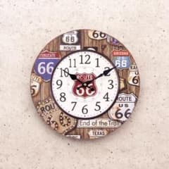 Route66 掛け時計 アンティーク風 アメリカン雑貨 34cm 新品 レトロ