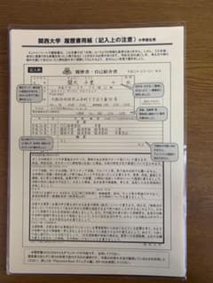 関西大学　履歴書用紙のサムネイル