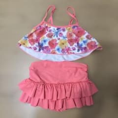 キッズ 女の子 セパレート水着 花柄 フリル ピンクのサムネイル