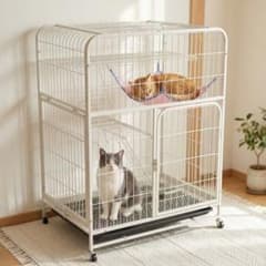 3段 キャットゲージ 大型 猫ケージ ホワイト ケージ留守番用 扉付き