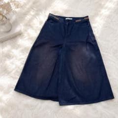 FOXEY NEWYORK ガウチョパンツ 40 デニム調 ワイドパンツ 日本製