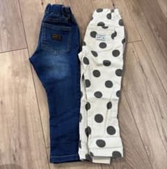パンツ 2本セット 100cm デニム ドットのサムネイル