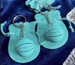 バスケットボールキーホルダー 2個セット プチ袋付き ブルー Tiffany