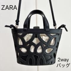 【ZARA/ザラ】カットワークミニトートバッグ　2wayバッグ ブラック/黒のサムネイル