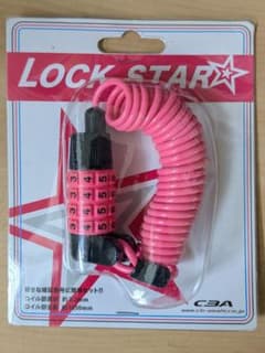 【未開封】LOCK STAR 自転車用コイルロック ピンク ダイヤルロックのサムネイル