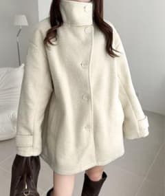 mily biletウールライクスタンド 2WAYカラー リングニット コートのサムネイル