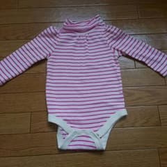 70 Gap ボーダー柄長袖ロンパース ピンクのサムネイル