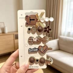 ヘアピン 5点セット ブラウン系 ゴールド