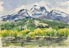 ミ*ワ様 妙高山 風景画 水彩画 原画 B6判 フレームなしのサムネイル