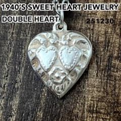 スウィートハートジュエリー ダブルハート 勿忘草 シルバーヴィンテージネックレス スウィートハートジュエリー ダブルハート 勿忘草 シルバー