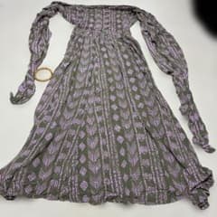 フラダンス用 NOANOA Hawaii サッシュドレス　カーキ×パープル　Lのサムネイル