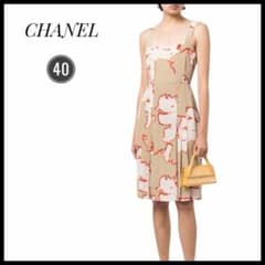 CHANEL シルク ワンピース 2000s ココ柄 アート柄 フランス製 40