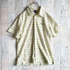Excellent condition Fidra men's golf wear, checkered pattern, short-sleeved, lemon yellow, size M.