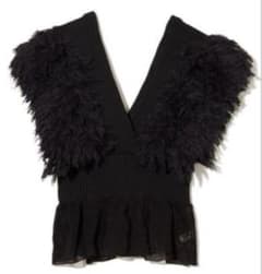 leinwande patchwork ruffled hem top ブラックのサムネイル