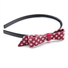 未使用品☆　レトロ可愛い♡ドットリボンヘアバンド/カチューシャ　ワインカラーのサムネイル