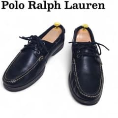 ポロラルフローレン デッキシューズ レザー 10D シボ革 黒 - メルカリ