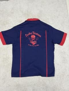 USA製　Lucky 13 ボウリングシャツ ネイビー レッドのサムネイル