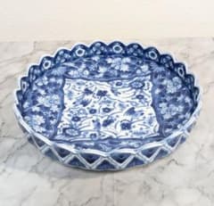 三洋陶器 龍峰窯　花風流 祥瑞玉渕 染付 盛鉢 大皿 盛皿 ３枚セット Amazon.co.jp: 三洋陶器花風流 龍峰窯 染錦元禄和皿 金彩祥瑞丸紋