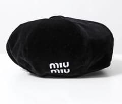 ミュウミュウ miu miu ベレー帽 黒 ベルベット - メルカリ