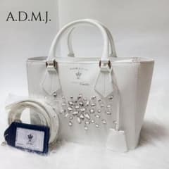 【極美品】ADMJ エーディーエムジェイ ビジュー 2WAY トートバッグ 極美品】ADMJ エーディーエムジェイ ビジュー 2WAY トートバッグ