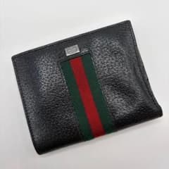 【希少】グッチ 折り財布 三つ折り シェリーライン ブラック 希少✨GUCCI シェリーライン 二つ折り財布 ユニセックス ブラック