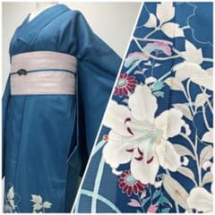 縹色絽アンティーク友禅付下げ訪問着◇夏物 正絹 袖長 未使用美品 縹色絽アンティーク友禅付下げ訪問着◇夏物 正絹 袖長 未使用美品