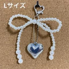 大人気♡】L パール リボン ハート チャーム キーホルダー 量産型 地雷