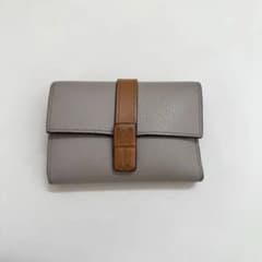 LOEWE 三つ折り財布 レザー グレー ブラウン - メルカリ
