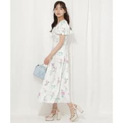 ウィルセレクション　ボタニカルフラワーフレアスリーブワンピース