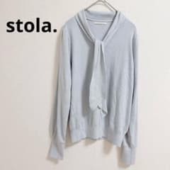【新品タグ付】Stola. ストラ　ボウタイ風 長袖ニット 水色ライトブルー
