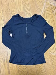 ヘンリーネックTシャツ ブラックのサムネイル