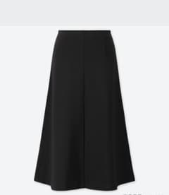 UNIQLO ポンチフレアミディスカート ブラック Sのサムネイル