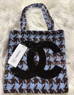 ス*読様 シャネル CHANEL 千鳥 ブルー スパンコール トートバッグ ク*ン様 シャネル CHANEL 千鳥 ブルー スパンコール トートバッグ
