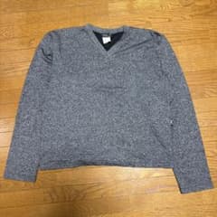 90s agnes b. homme フランス製 Vネックコットンニット グレー - 5