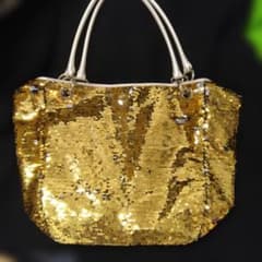 銀座かねまつ 3way 総スパンコール バッグ 金銀 リバーシブル 美品 