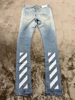 OFF-WHITE Slim Split Jeans バイアス刺繍 デニム 30 - メルカリ