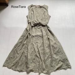 RoseTiara スズラン刺繍ノースリーブワンピース カーキ 46 - メルカリ